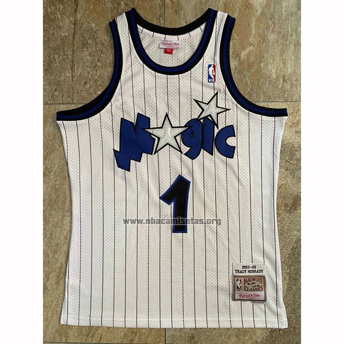 Camiseta Orlando Magic Tracy McGrady NO 1 Hardwood Classics Throwback Blanco